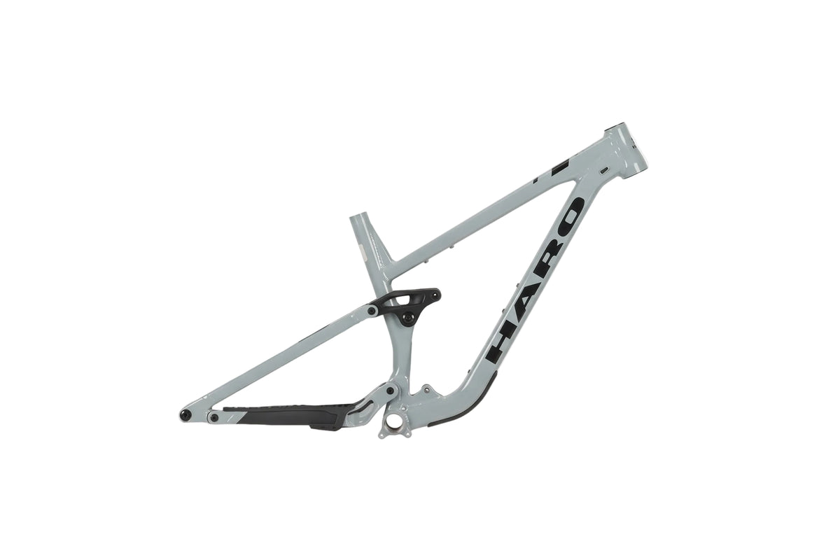 Greer Alloy Frameset by Haro Bikes in Semi-Gloss Slate Blue/Black, side view, isolated on white background.