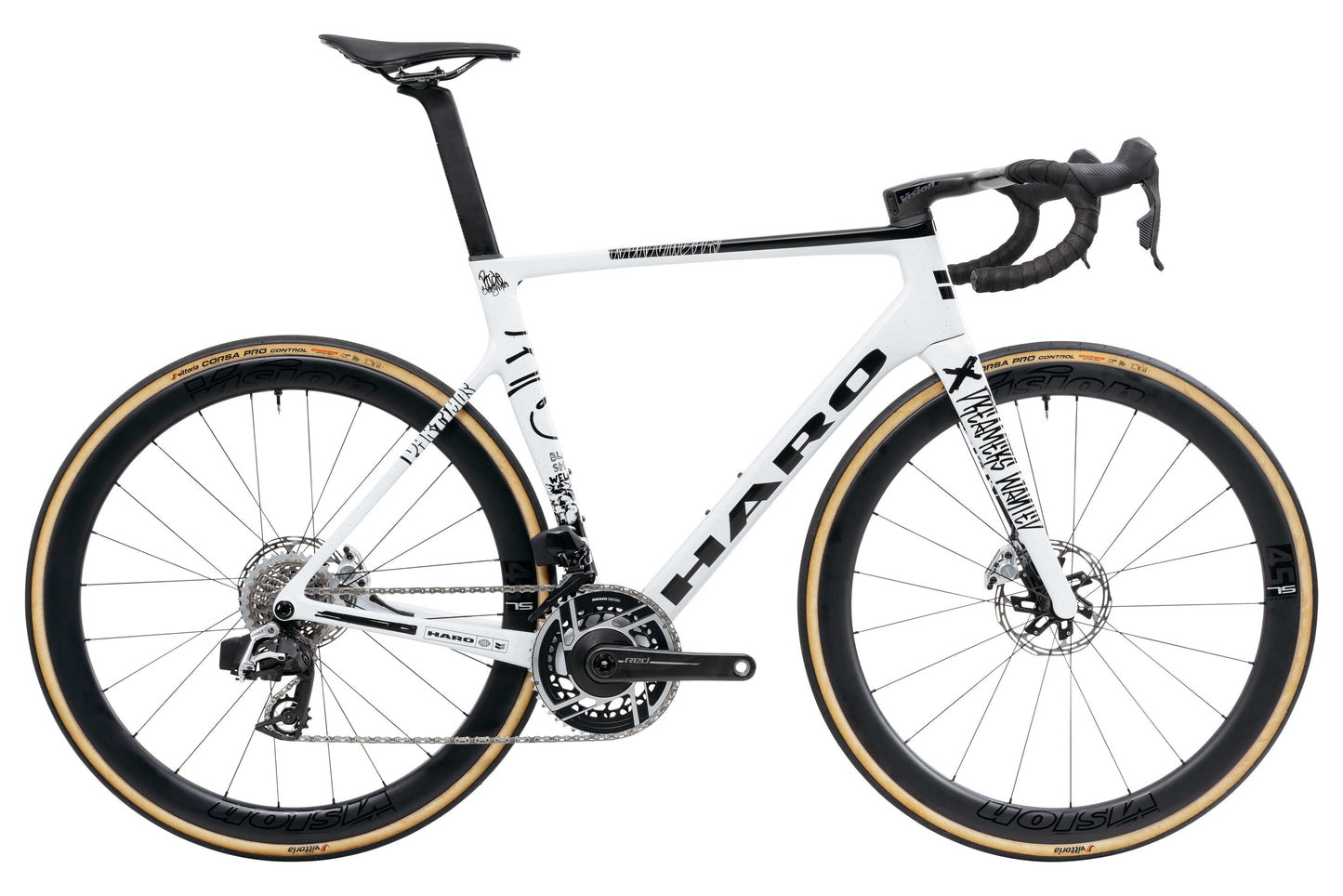 Partimos Carbon Custom "Black Sheep" by Haro Bikes, drop bars, disc brakes, deep wheels—shown on white background.