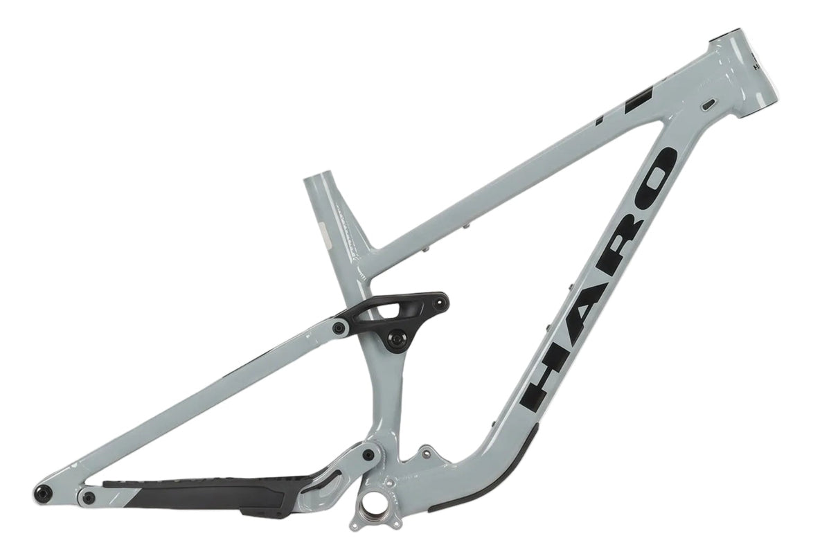 Greer Alloy Frameset by Haro Bikes in Semi-Gloss Slate Blue/Black, side view, isolated on white background.