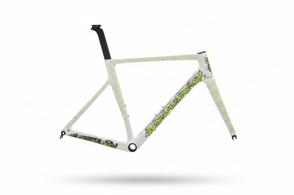 Exklusives Partimos Carbon Frameset Full Blast von Haro Bikes in Weiß mit grünen und grauen Akzenten, limitierte Edition.