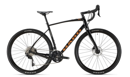 Black Haro Buzzard Alloy LTD 2 gravel bike with drop handlebars, disc brakes, and orange frame accents.