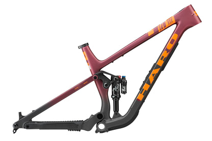 A red and black Haro Bikes Daley Carbon Frameset with rear suspension, shown on a white background.