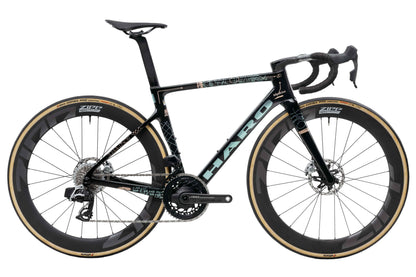 Black Haro Bikes Partimos Carbon Custom "Grid" with drop bars and Zipp wheels, side view on white background.
