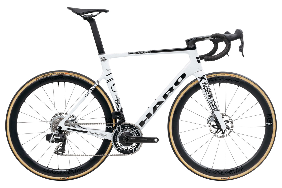Partimos Carbon Custom "Black Sheep" by Haro Bikes, drop bars, disc brakes, deep wheels—shown on white background.