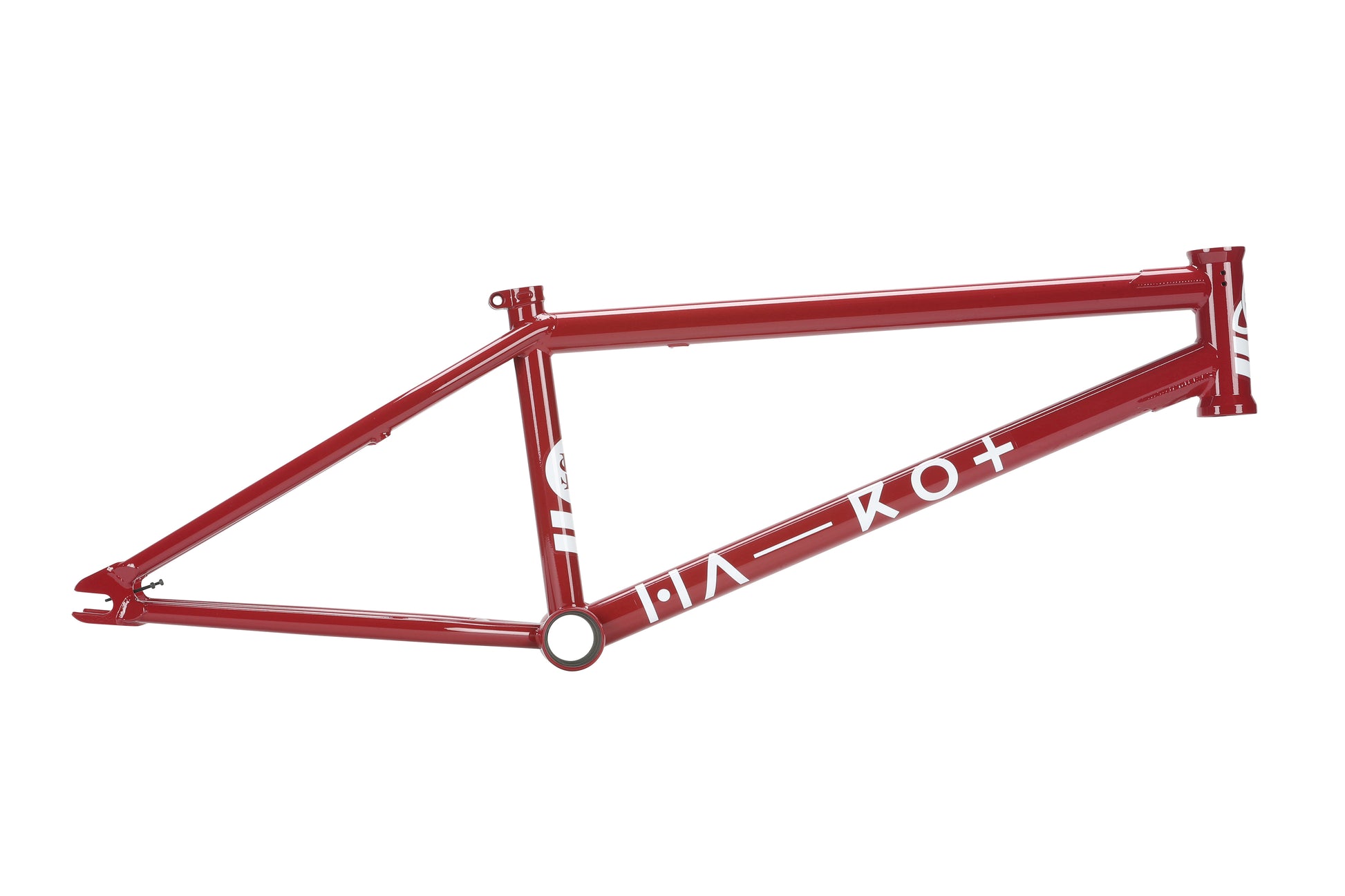 The Haro Bikes "Dennis Enarson SD" V3 frame in red with white lettering, side view on a white background.