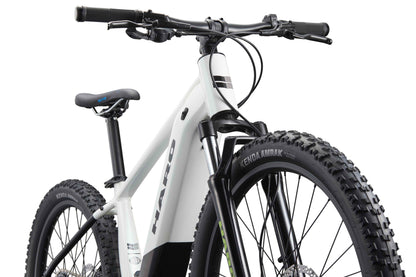 Haro Bikes eKids I/O 24/26 angled from below, highlighting frame and Bosch Performance Line SX Motor with brand name in view.