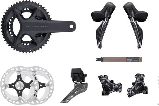 Haro Bikes Transmission Build Kit Road Shimano Ultegra DI2: crankset, shifters, derailleurs, brakes, rotors, chain & cassette.