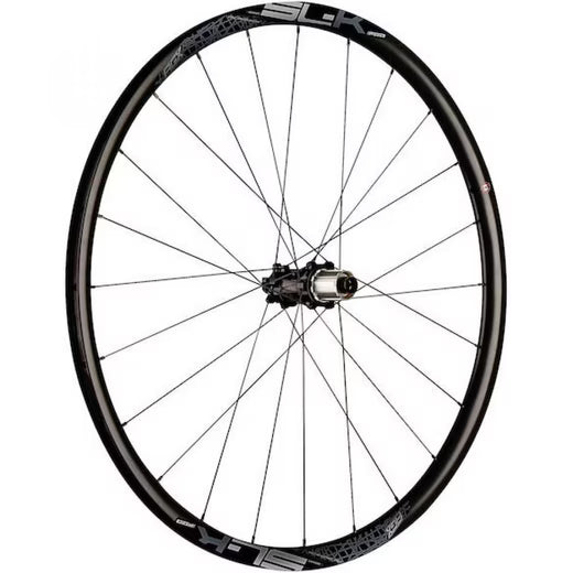The Haro Bikes Wheelset Gravel Vision Carbon SL-K AGX i25, tubeless ready, with thin metal spokes, shown on a white background.