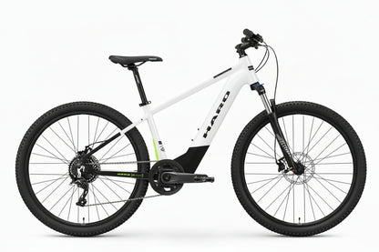 A Haro Bikes eKids I/O 24/26 mitwachsendes E-Bike for youths, white with black wheels and seat, shown side-on against a plain background.