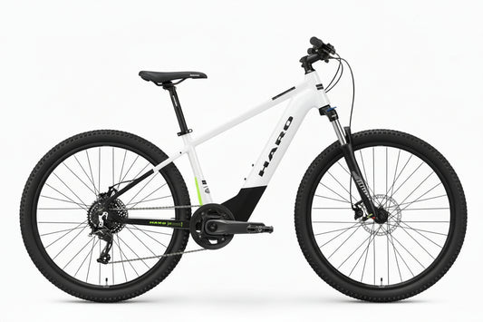 A Haro Bikes eKids I/O 24/26 mitwachsendes E-Bike for youths, white with black wheels and seat, shown side-on against a plain background.