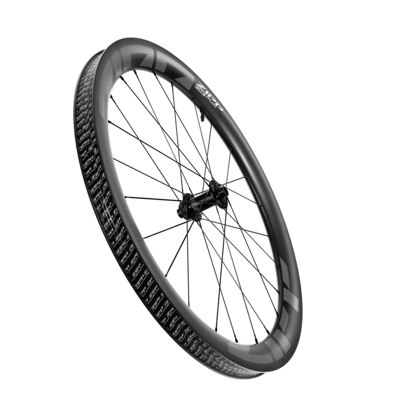 A Haro Bikes Wheelset Gravel Built Kit ZIPP 303 XPLR S, carbon fiber, black with aero spokes for gravel bikes, on white background.