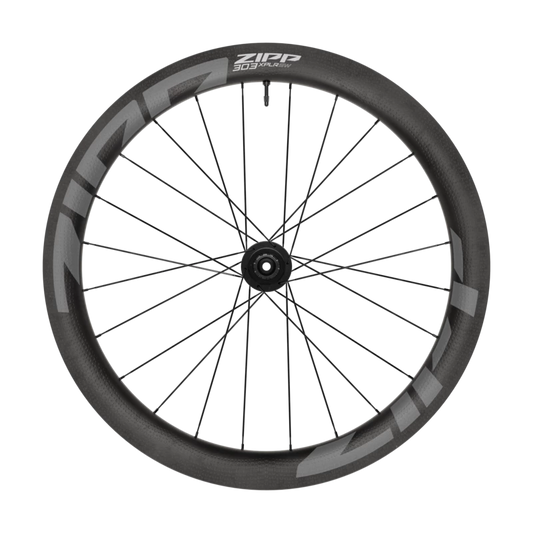 A Haro Bikes Wheelset Gravel Built Kit ZIPP 303 XPLR SW with black spokes, front view, on a white background.
